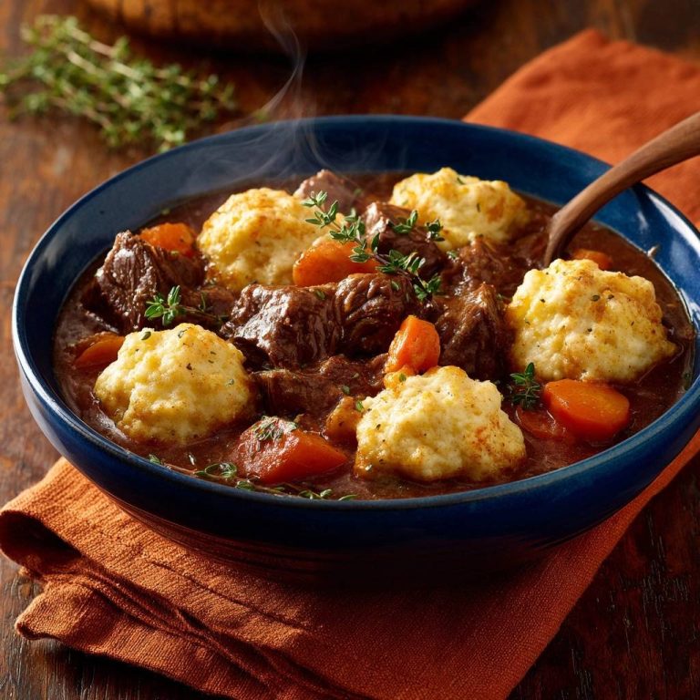 Rindfleisch-Eintopf mit Thymian-Dumplings