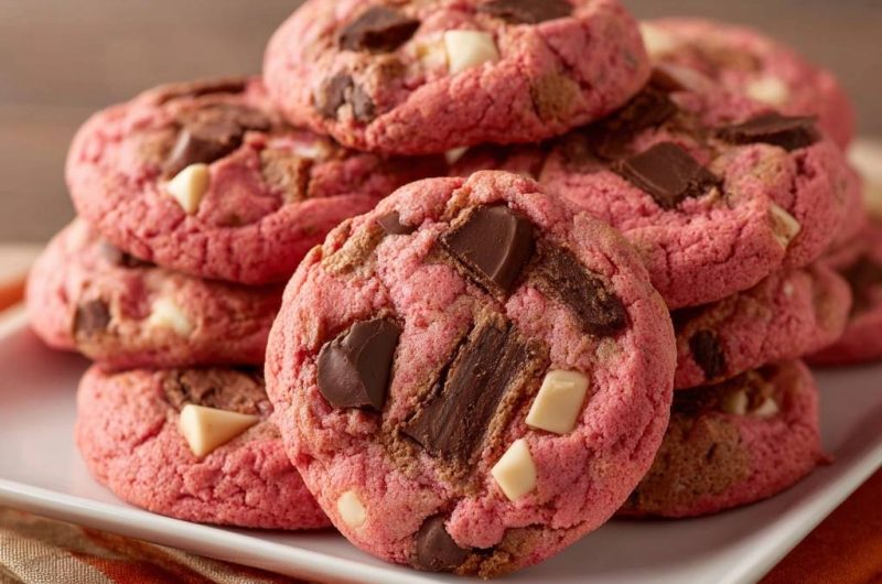 Rosa Schoko-Chunk-Cookies (Nie wieder flache Kekse!)