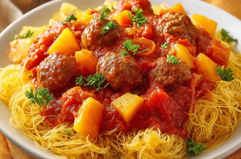 Saftige Ananas-Frikadellen-Spaghetti