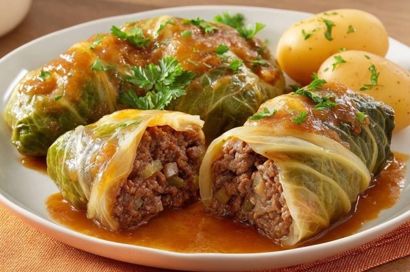 Saftige Hack-Kohlrouladen mit Tomatensoße