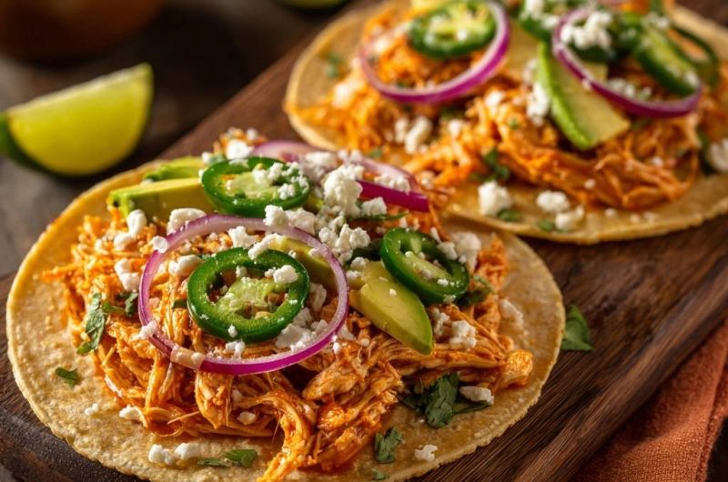 Scharfe Pulled-Hähnchen-Tacos