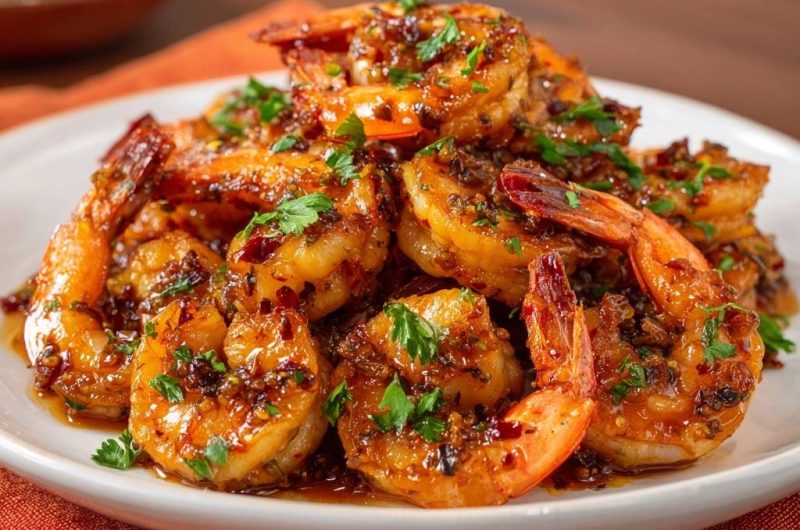 Würzig-glasierten Chili-Garnelen