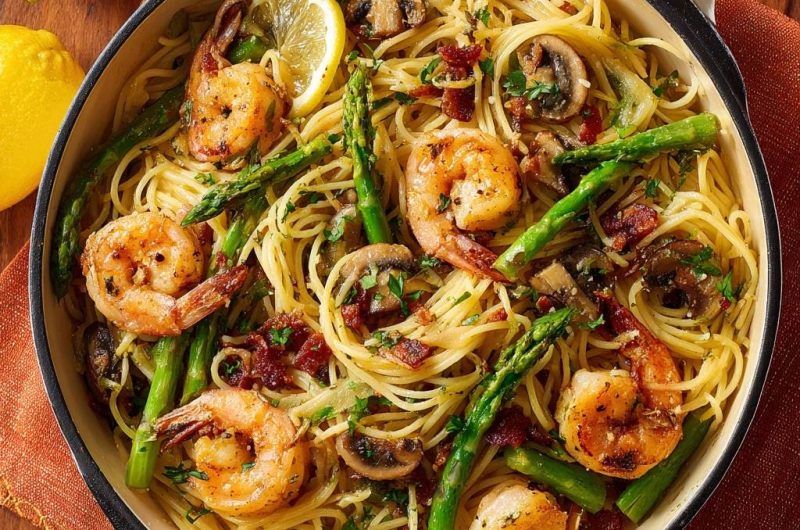 Zitronige Garnelen-Spargel-Spaghetti (Nie wieder zähe Garnelen!)