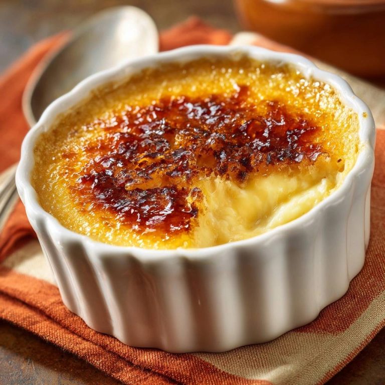 Crème Brûlée, mit einer angebrochenen Kruste, enthüllt das cremige Innere des klassischen Desserts.