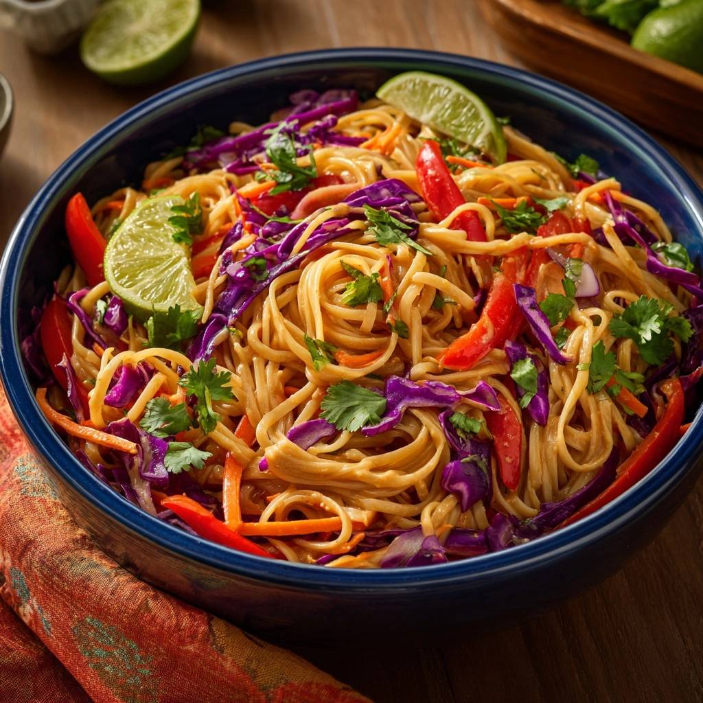 Bunte Gemüse-Erdnussnudeln