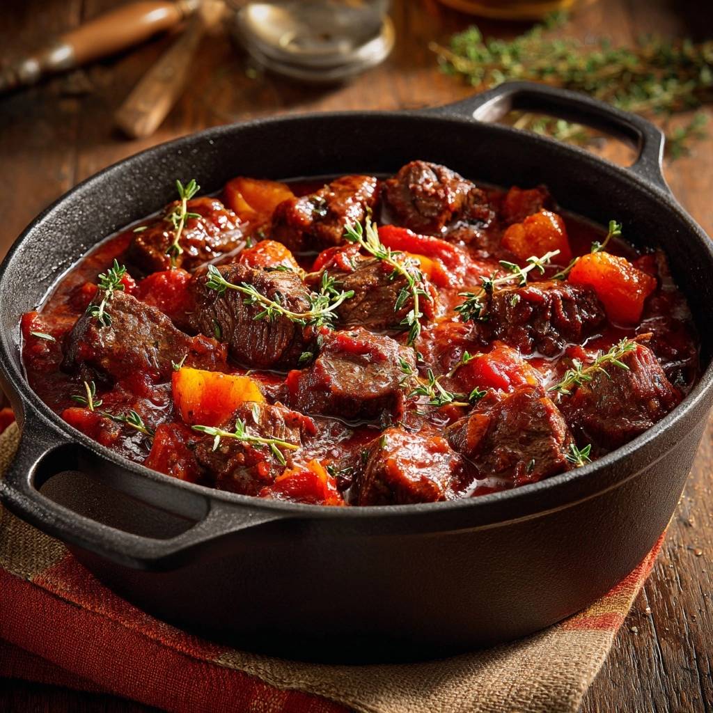 Rustikales Rindergulasch mit Thymian