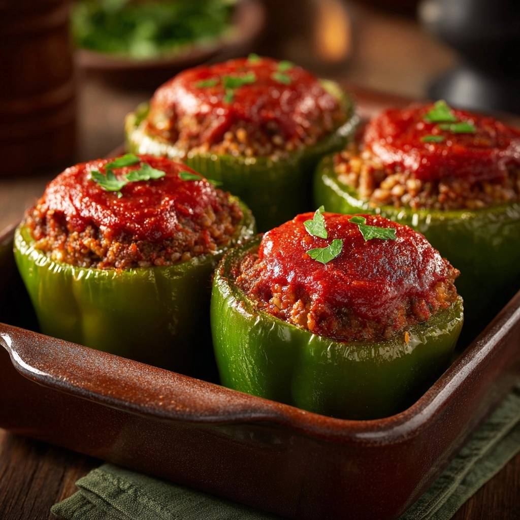 Gefüllte Paprika mit saftiger Hack-Reis-Füllung