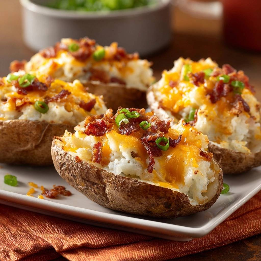 Gefüllte Ofenkartoffeln mit Käse, Speck & Schnittlauch