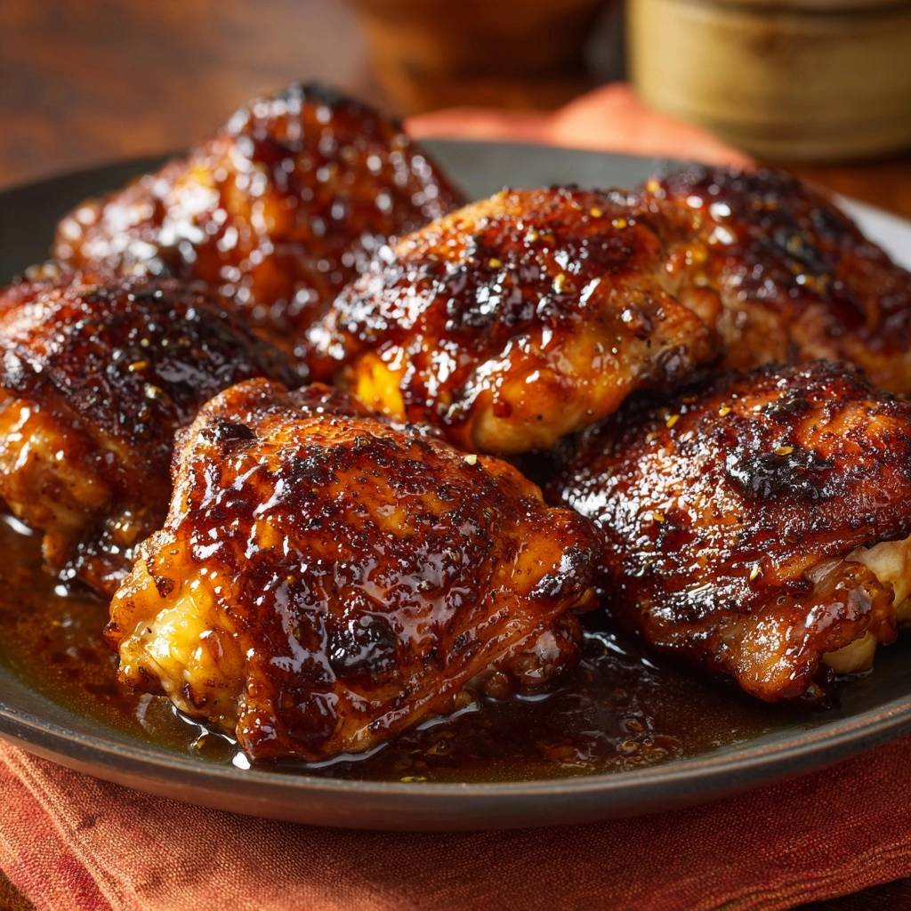 Klebriges Honig-Orangen-Hähnchen aus einer Pfanne