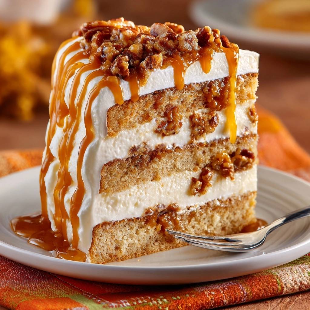 Karottenkuchen mit Karamell und Pekannüssen