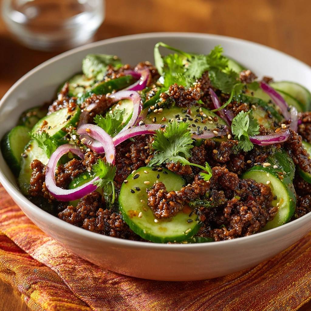 Knackige Gurken mit würzigem Hack