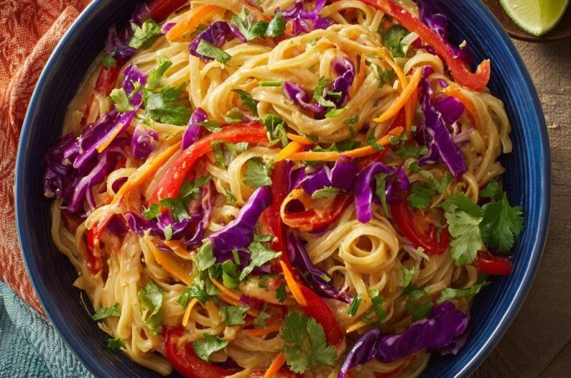 Bunte Gemüse-Erdnussnudeln
