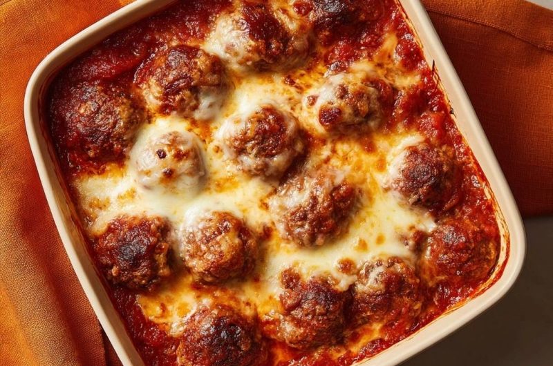 Überbackene Fleischbällchen in Tomatensoße