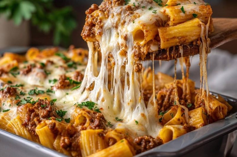 Überbackene Rigatoni mit saftiger Hackfleischsoße (Nie wieder matschige Nudeln)