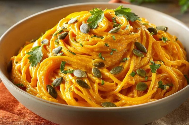 Cremige Kürbisspaghetti