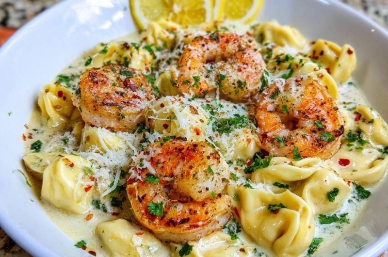 Cremige Zitronen-Garnelen-Tortelloni