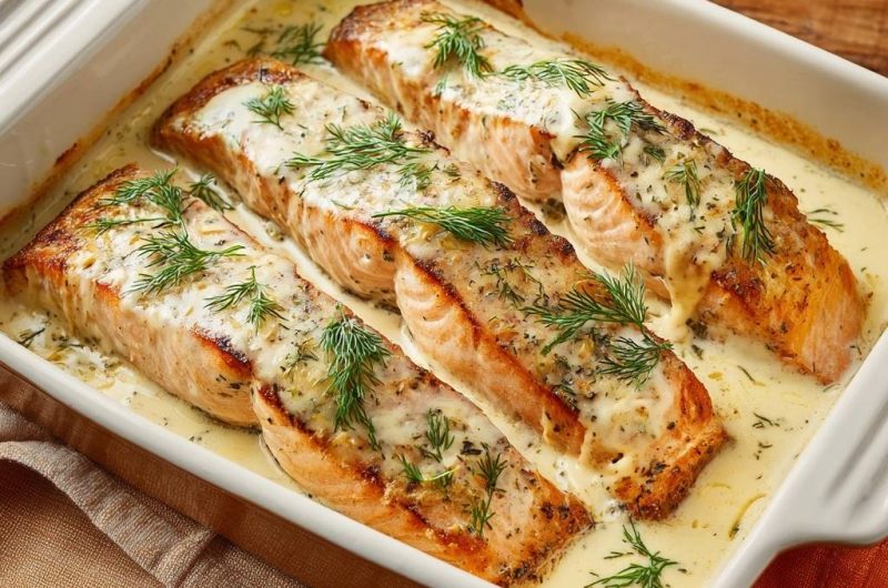 Cremiger Dill-Lachs aus dem Ofen