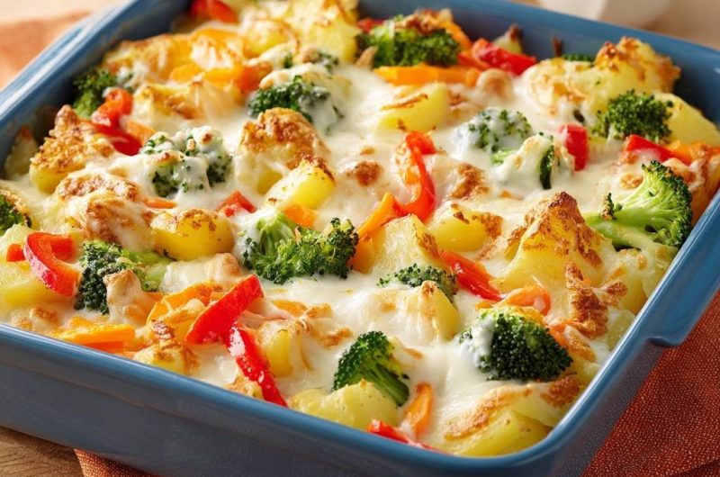 Cremiger Kartoffel-Brokkoli-Paprika-Auflauf