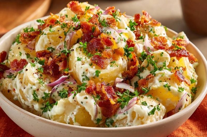 Cremiger Kartoffelsalat mit Speck (Keine wässrige Soße mehr!)