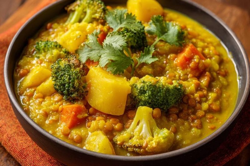 Cremiges Linsencurry mit Brokkoli und Kartoffeln