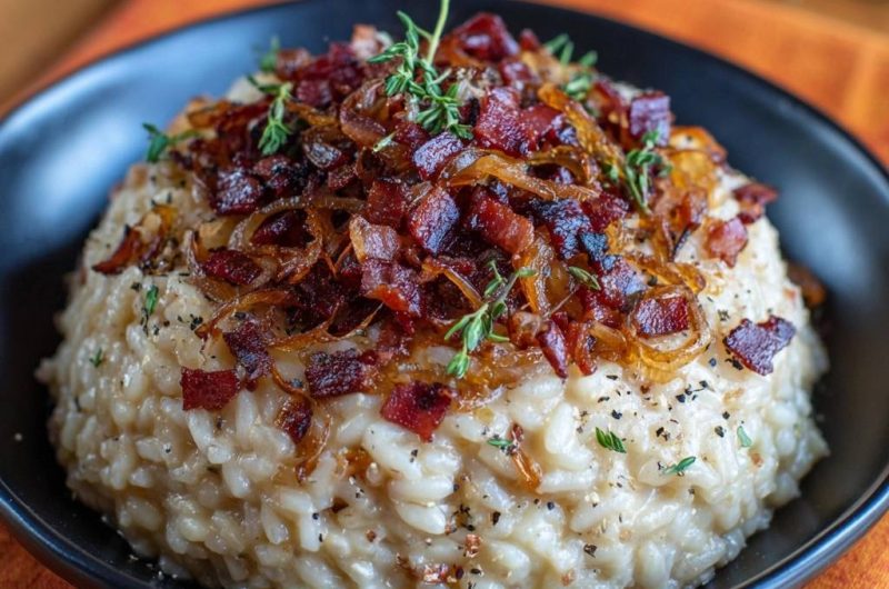 Cremiges Speck-Zwiebel-Risotto