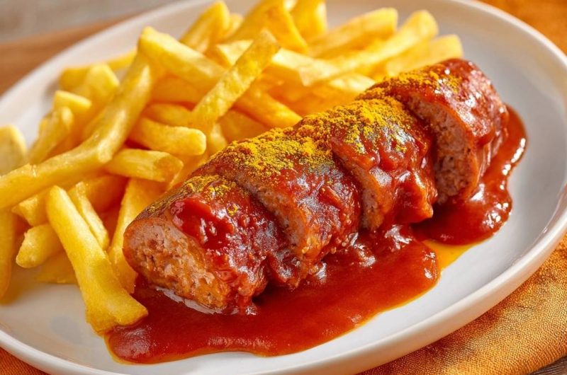 Currywurst mit Pommes (Nie wieder trockene Wurst!)