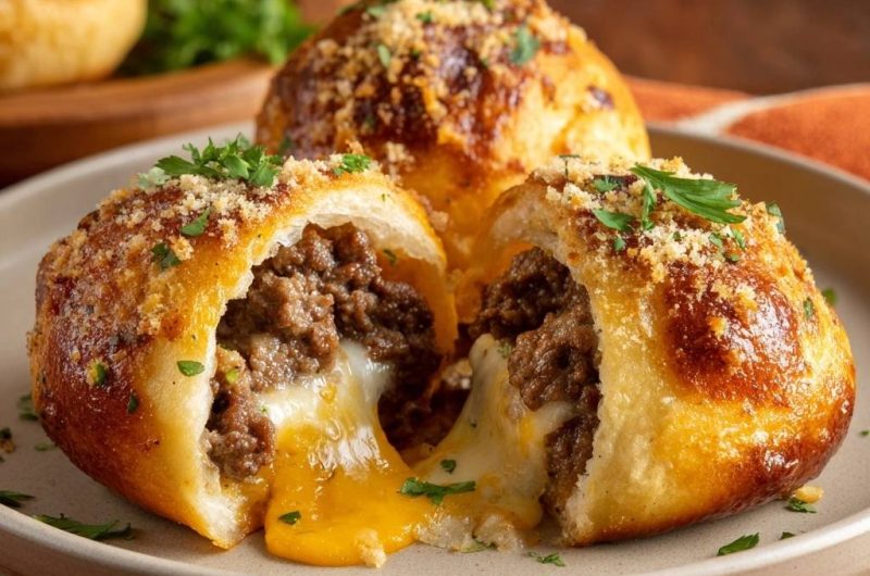 Gefüllte Hack-Käse-Brötchen (Keine auslaufende Füllung mehr!)