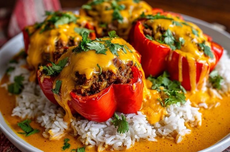 Gefüllte Paprika mit Hack und Käse