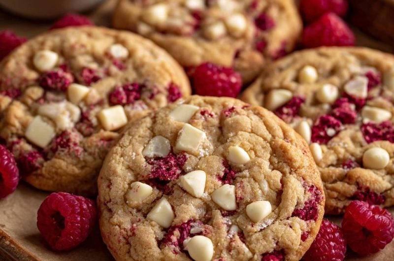 Himbeer-Weiße-Schokoladen-Cookies (Nie wieder matschige Himbeeren!)