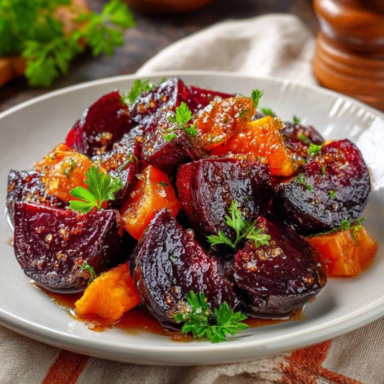 Honig-glasierte Rote Bete mit Süßkartoffeln – Rezept