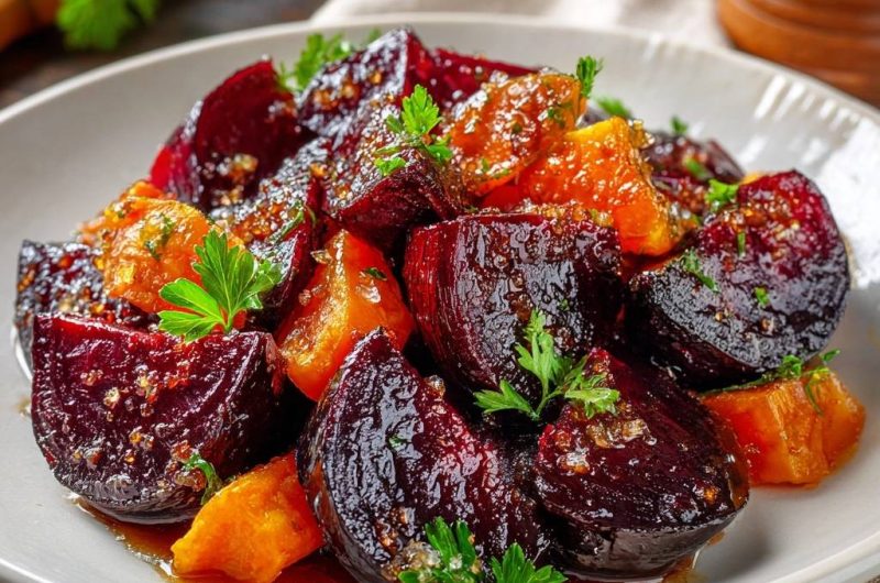 Honig-glasierte Rote Bete mit Süßkartoffeln