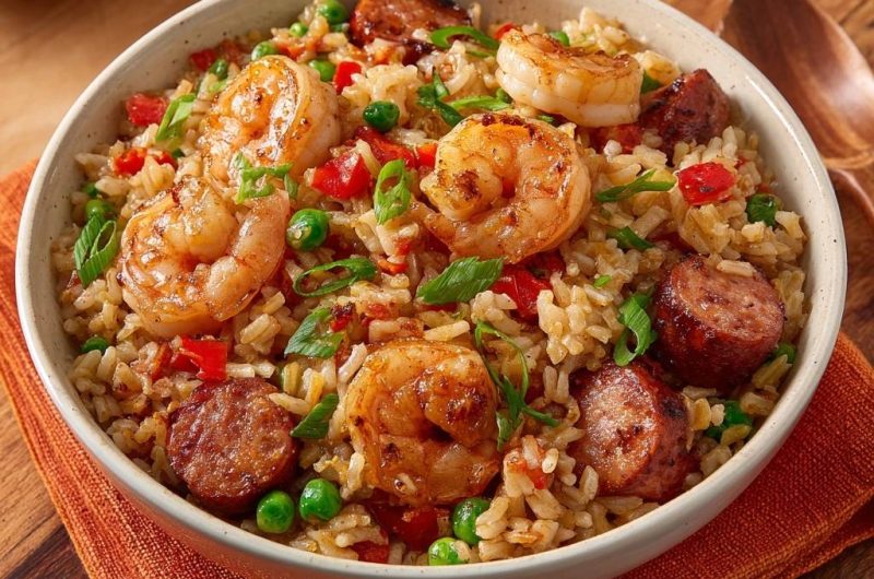 Jambalaya mit Garnelen und Wurst