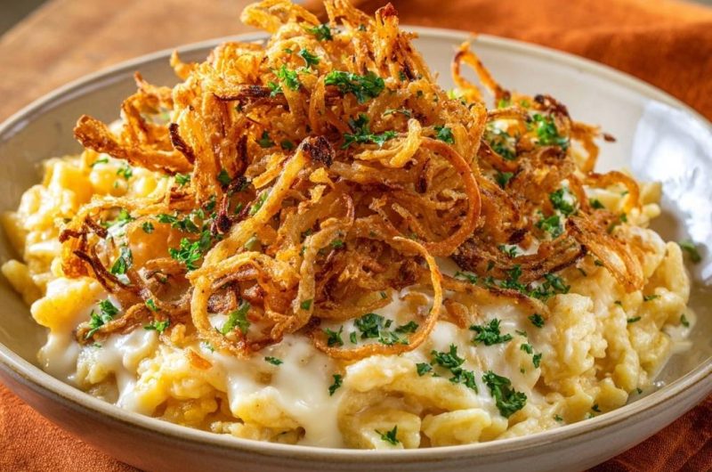 Käsespätzle mit knusprigen Zwiebeln (Nie wieder matschige Zwiebeln!)