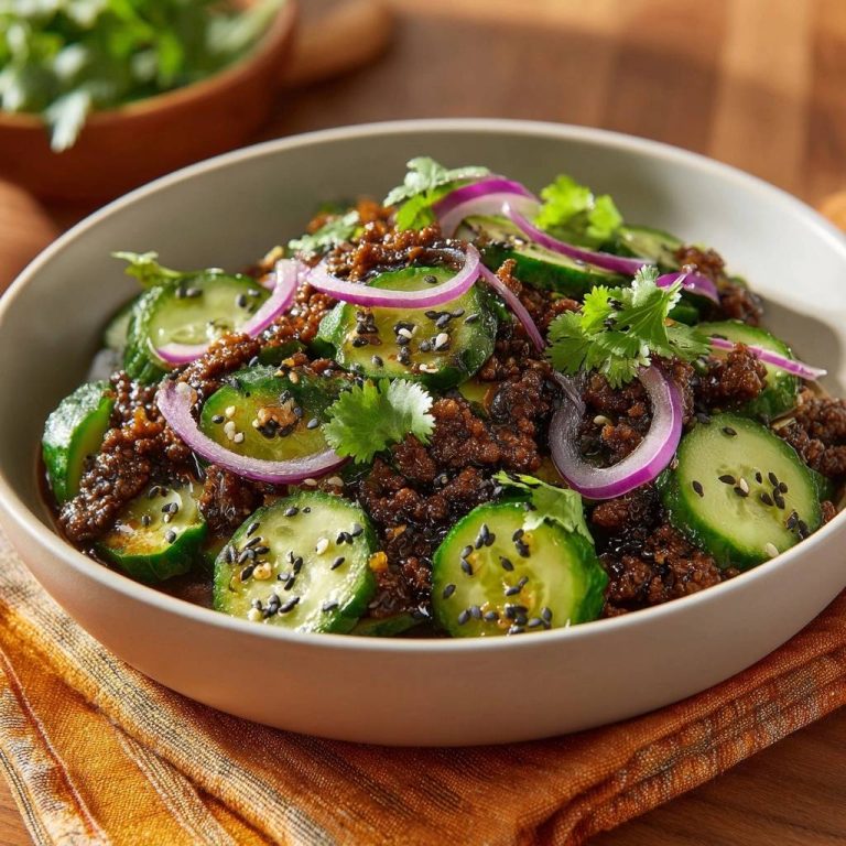 Knackige Gurken mit würzigem Hack – Rezept