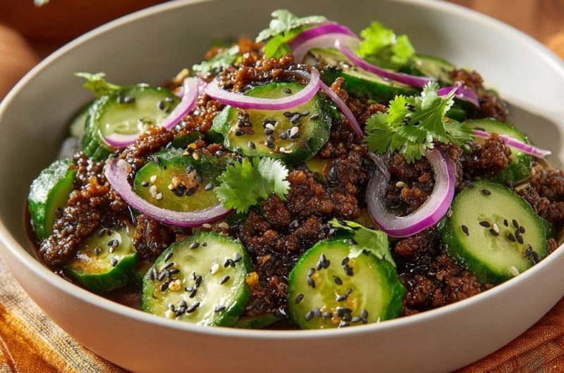 Knackige Gurken mit würzigem Hack