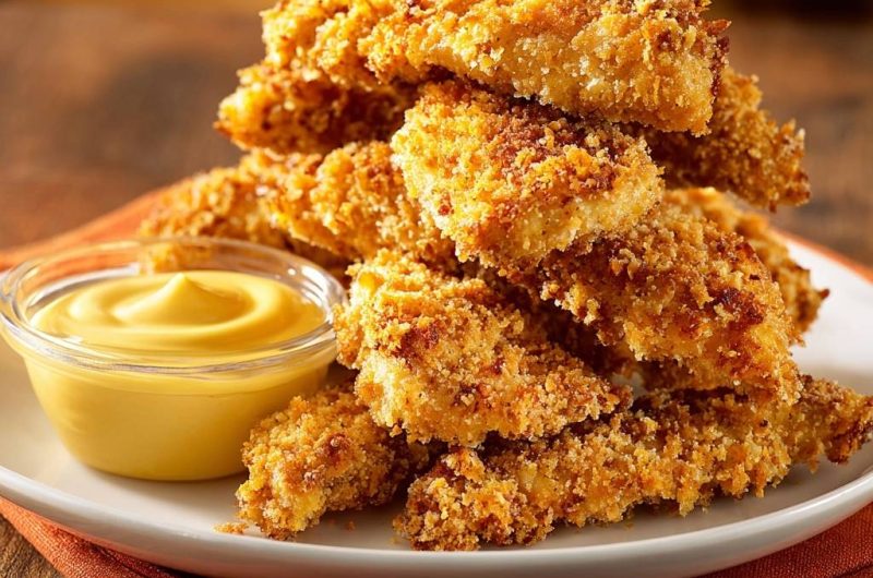 Knusprige Hähnchenstreifen mit Senfdip