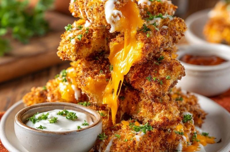 Knusprige Käsegefüllte Hähnchen-Nuggets