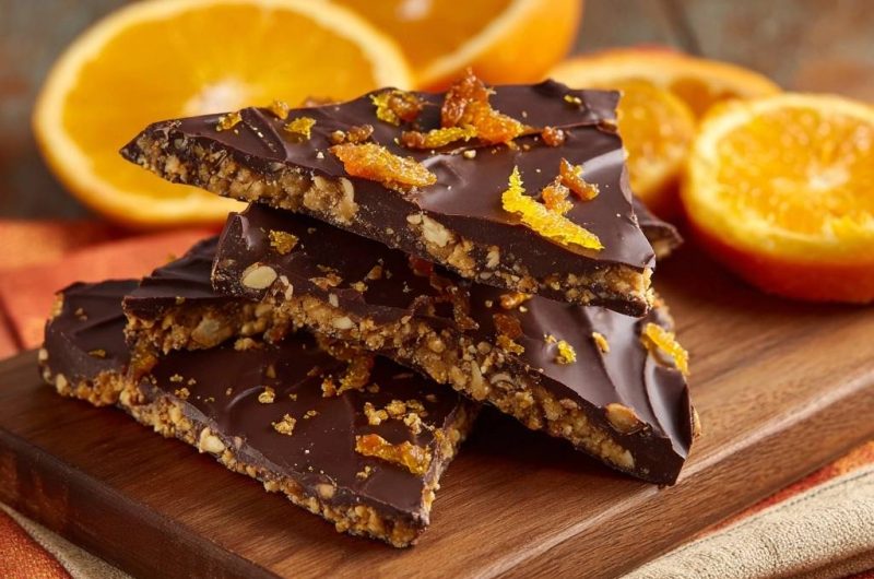 Knusprige Mandeln-Orangen-Schokoladenbark