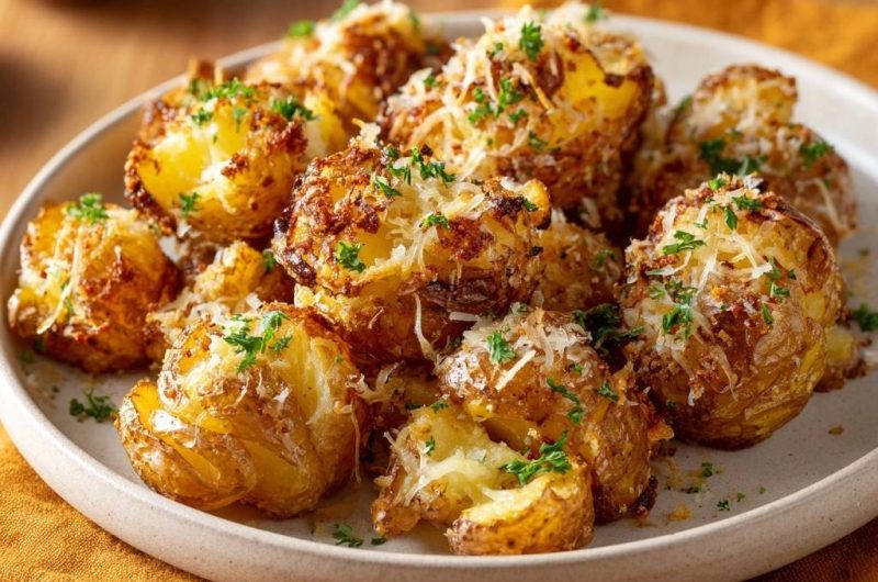 Knusprige Parmesan-Smash-Kartoffeln