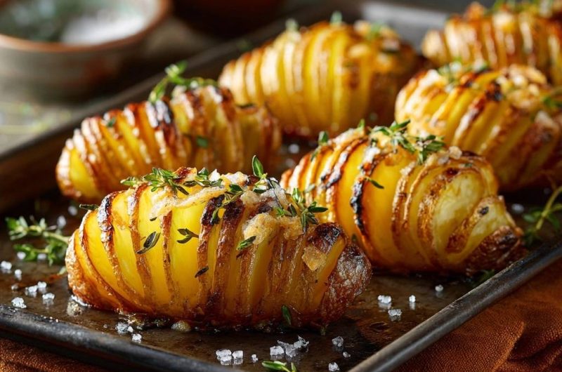 Knusprige Thymian-Hasselback-Kartoffeln (Nie wieder geschlossene Schichten!)