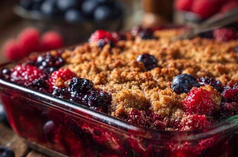 Knuspriger Himbeer-Blaubeer-Crumble