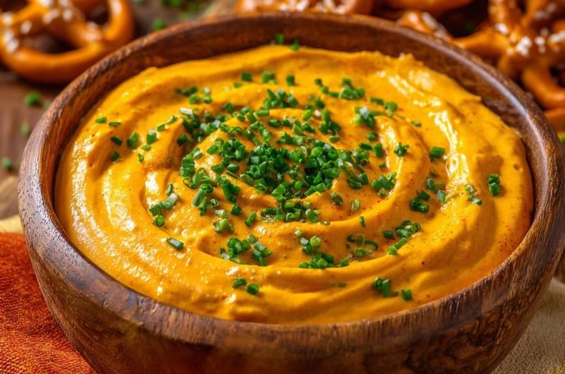 Knuspriger Kürbisdip zu Brezeln