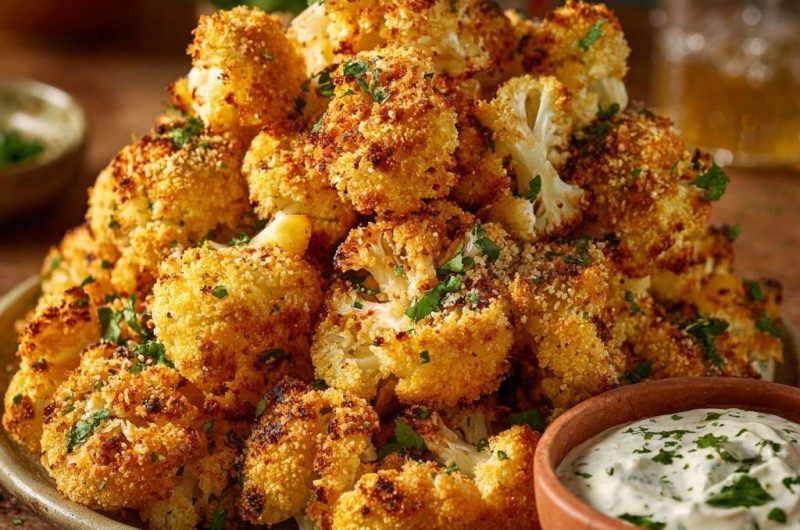 Knuspriger Panko-Blumenkohl mit Kräuter-Dip