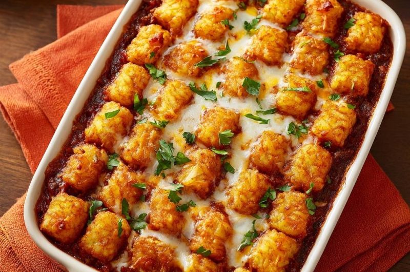 Knuspriger Tater-Tots-Hack-Auflauf