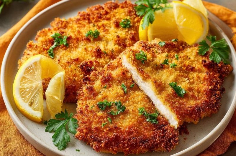 Knuspriges Hähnchen-Schnitzel (Nie wieder abfallende Panade)