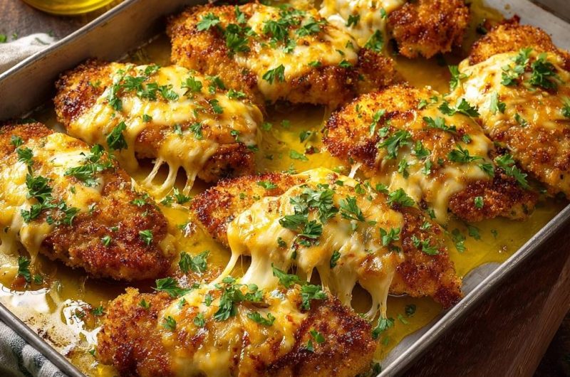 Knuspriges Ofenhähnchen mit Käse und Kräutern