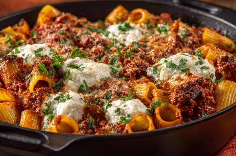 Rigatoni-Auflauf mit Hackfleischragout (Nie wieder matschige Nudeln!)
