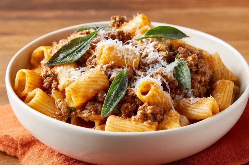 Rigatoni mit fleischigem Salbei-Ragù (Keine wässrige Soße mehr)