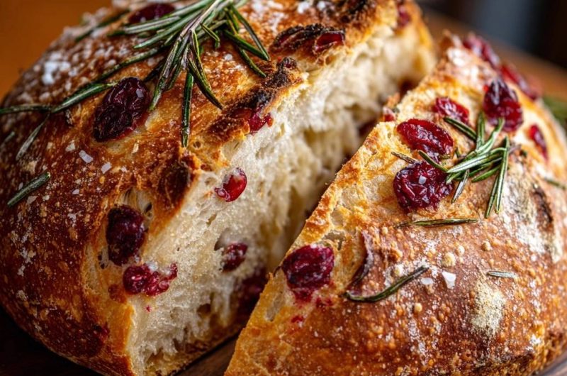 Rustikales Cranberry-Rosmarin-Brot (Endlich knusprige Kruste!)