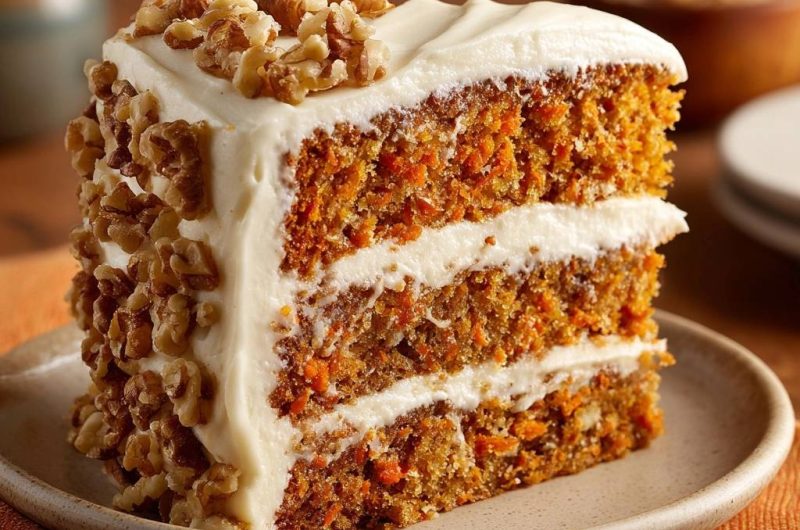 Saftiger Karottenkuchen mit Walnuss-Topping